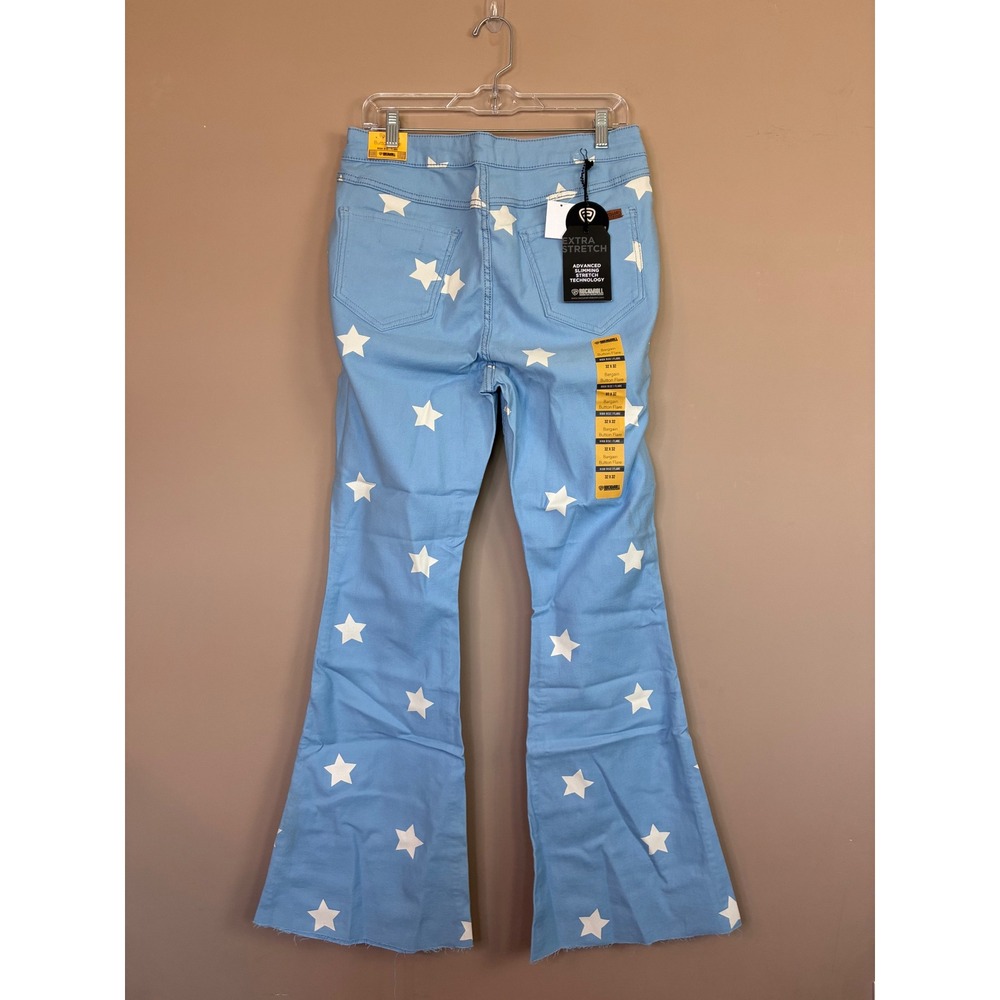 Rock & Roll Denim Reversible Star Print Flare Jeans Light Blue 32x32 NEW